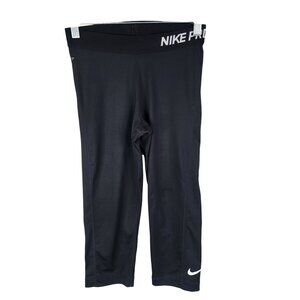Womens Black Nike Pro Capri Leggings Polyester Spandex Blend Size S